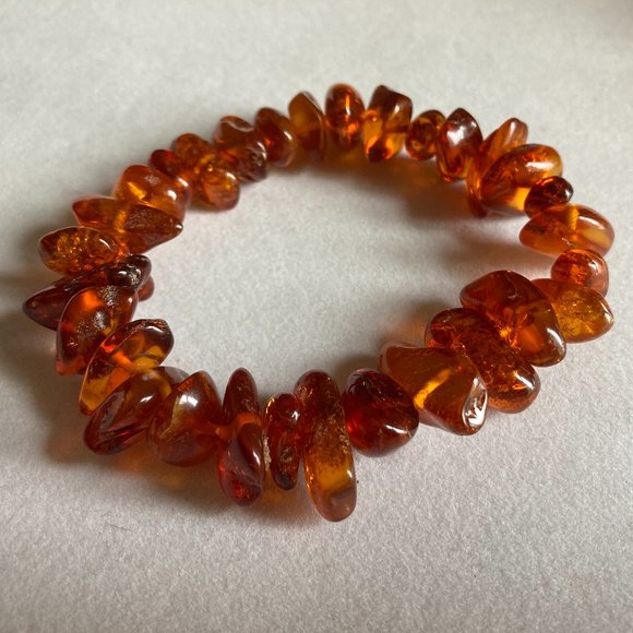 Bracelet Genuine Amber Stretch One Size Fits All Unisex Jewelry Women's Men's - Picture 7 of 11